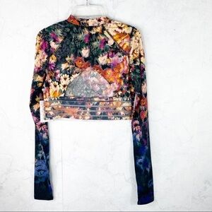 [Free People] Floral Mesh Paneled Crop Top